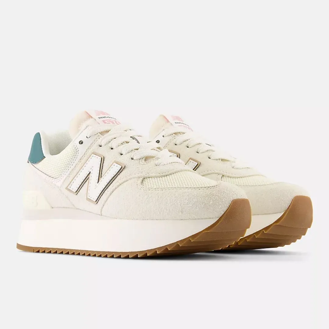 574 Platform Sneaker (Off-White   Green)