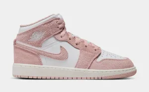 Air Jordan 1 Mid SE Grade School Lifestyle Shoes (White/Legend Pink/Sail)