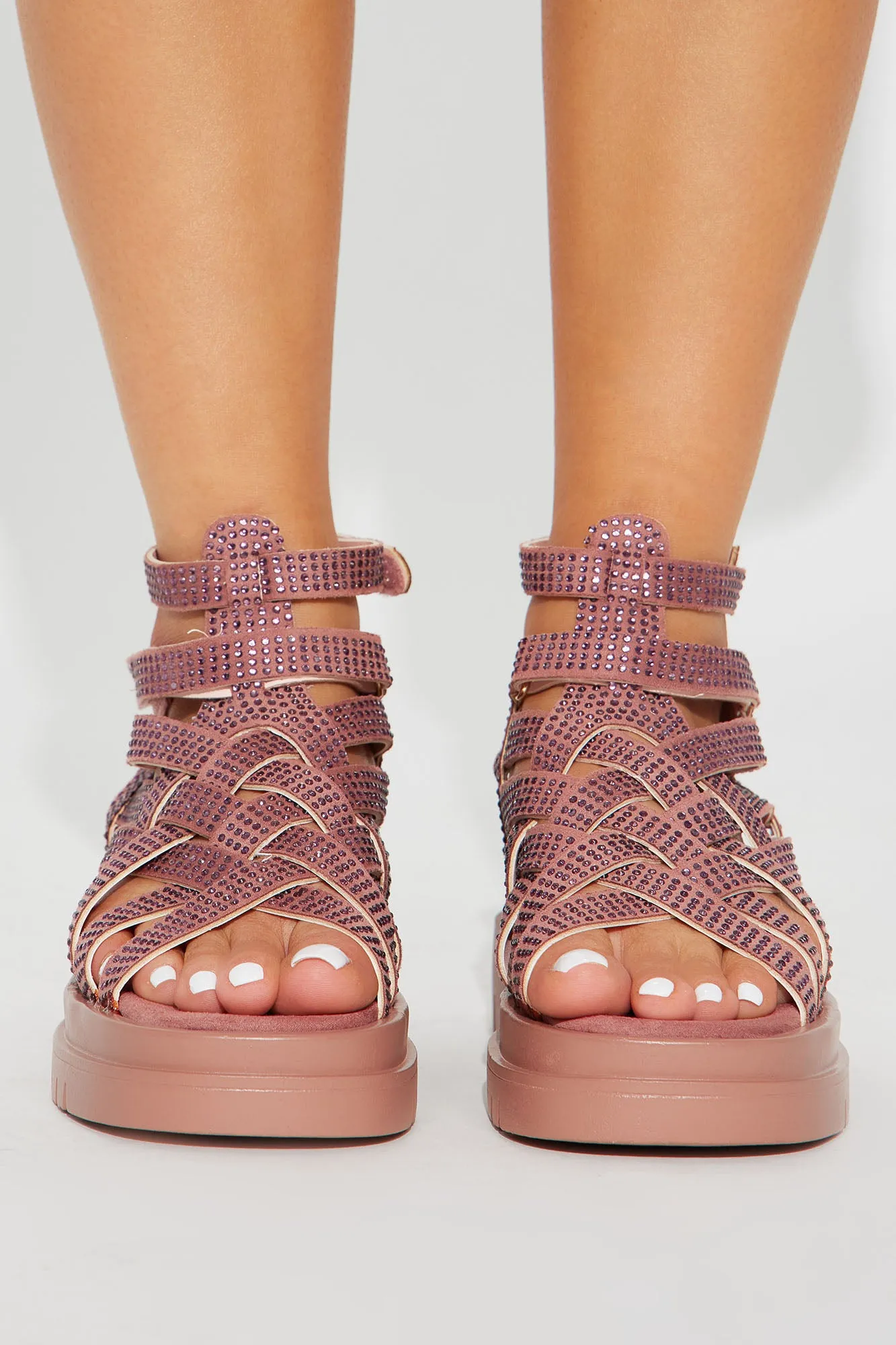 Amara Embellished Ankle Gladiators - Pink