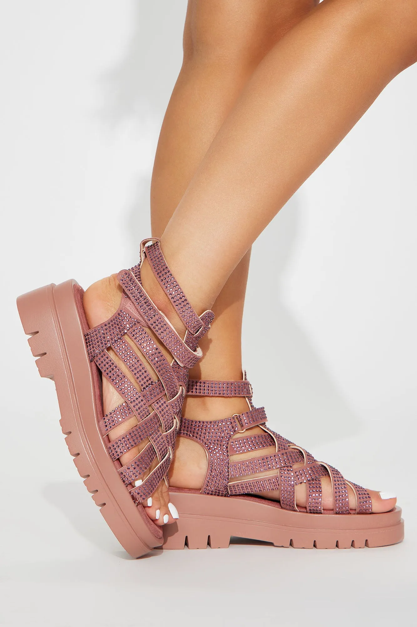Amara Embellished Ankle Gladiators - Pink