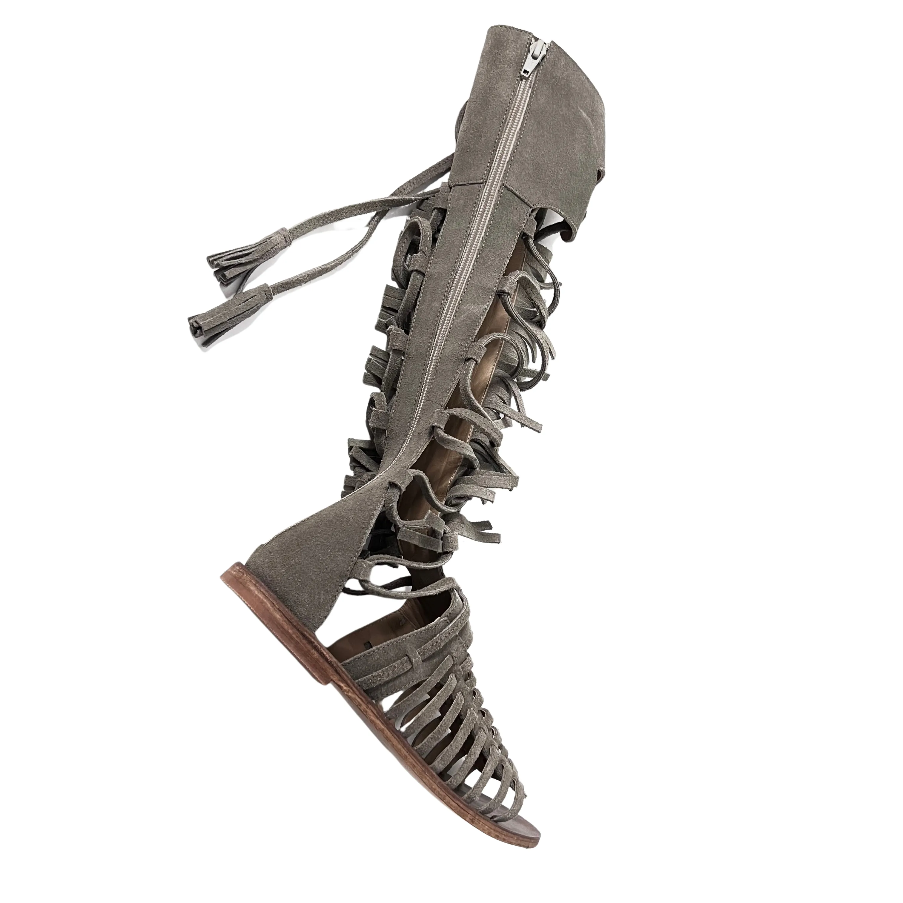 Amira Knee High Gladiator Sandals in Khaki