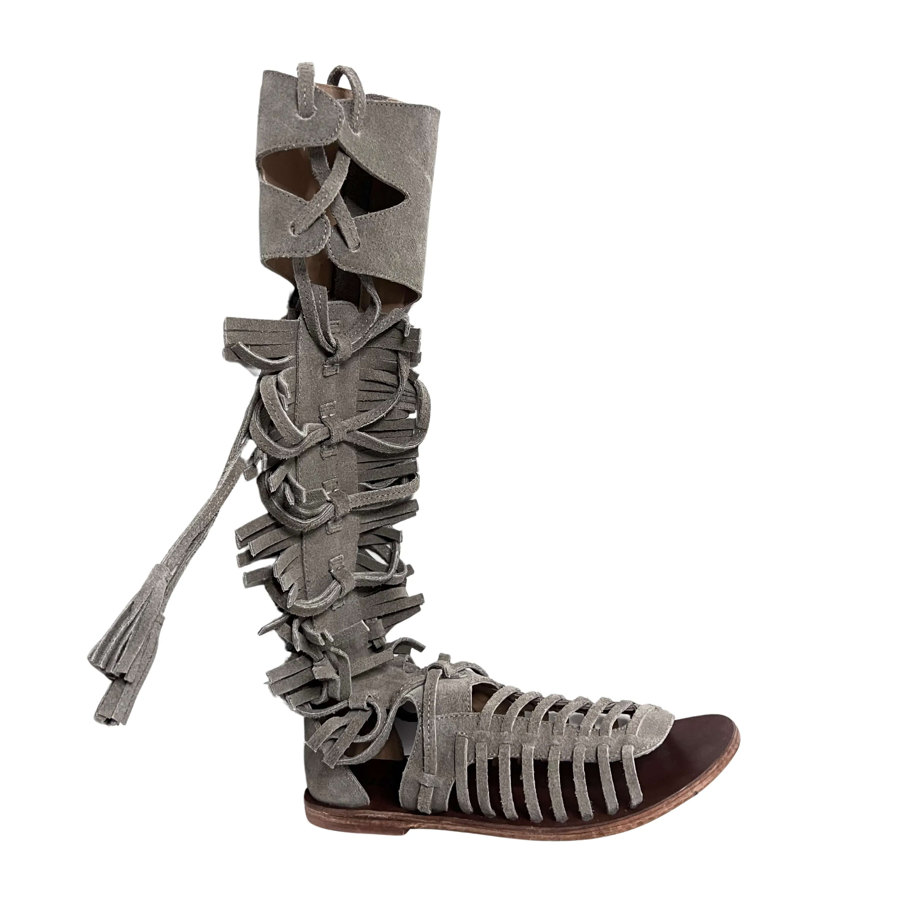 Amira Knee High Gladiator Sandals in Khaki