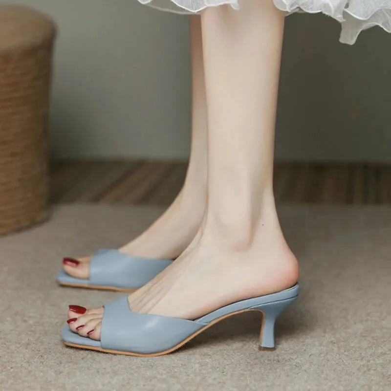 Angela Open Toe Leather Mule