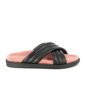Antichi Romani 2062 Nero Black Cross-Strap Slides