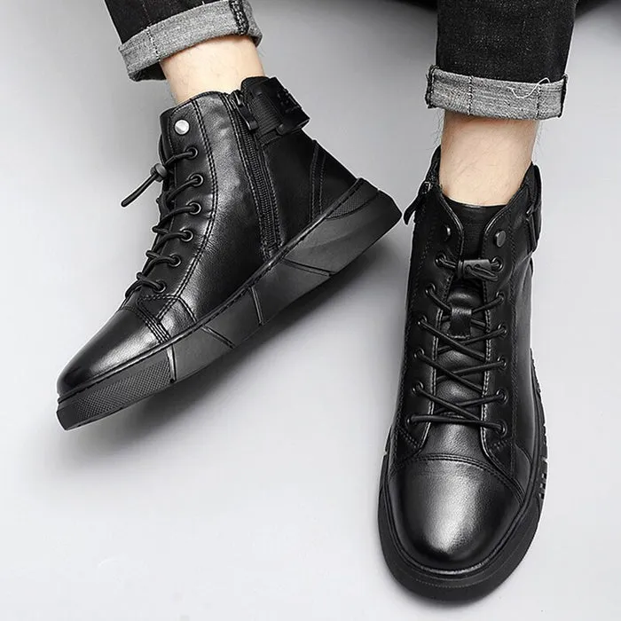 Black Volcan Martini Leather Platform Boots