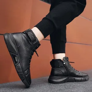 Black Volcan Martini Leather Platform Boots