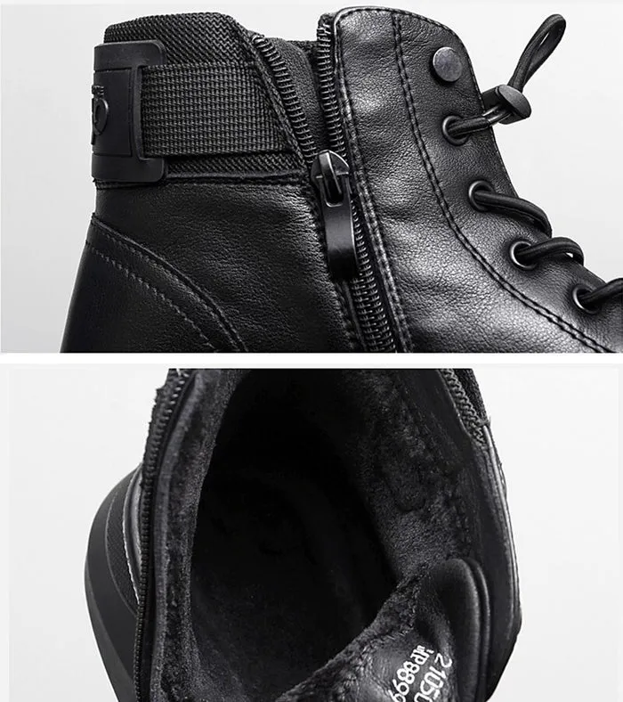 Black Volcan Martini Leather Platform Boots
