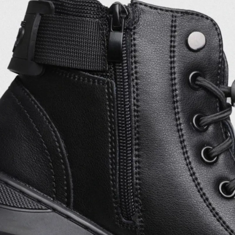 Black Volcan Martini Leather Platform Boots