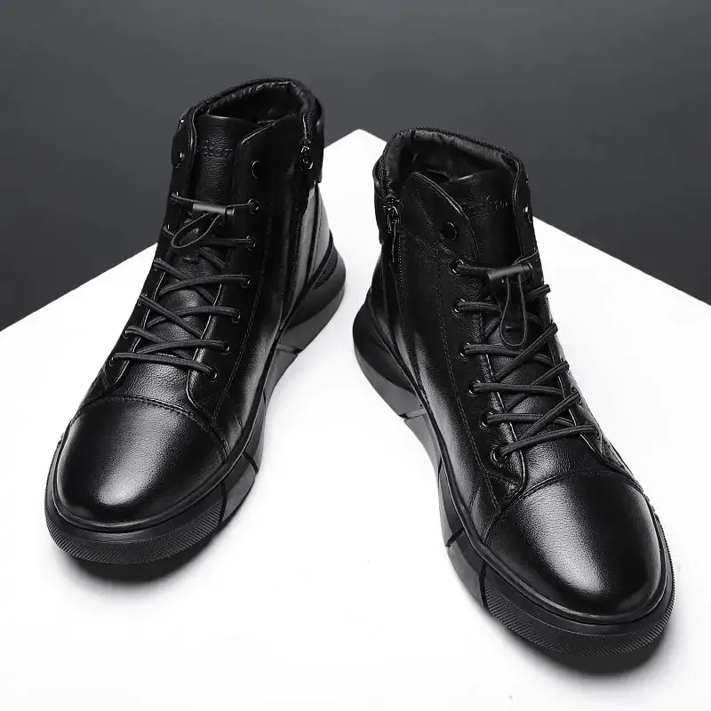 Black Volcan Martini Leather Platform Boots