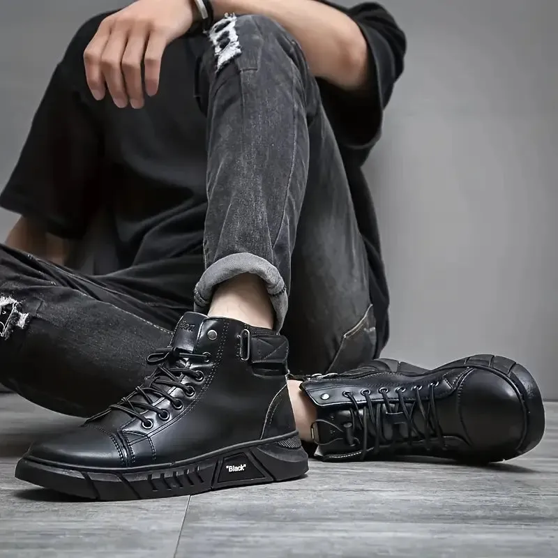 Black Volcan Martini Leather Platform Boots