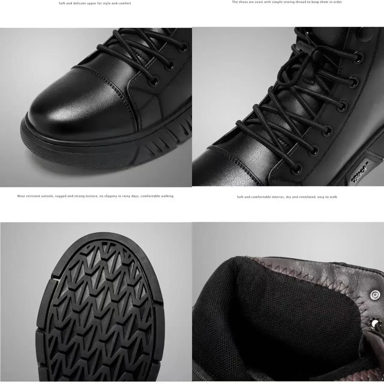 Black Volcan Martini Leather Platform Boots