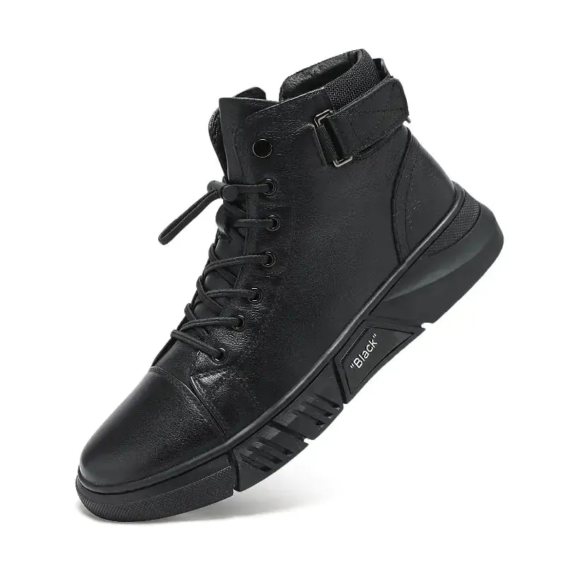 Black Volcan Martini Leather Platform Boots