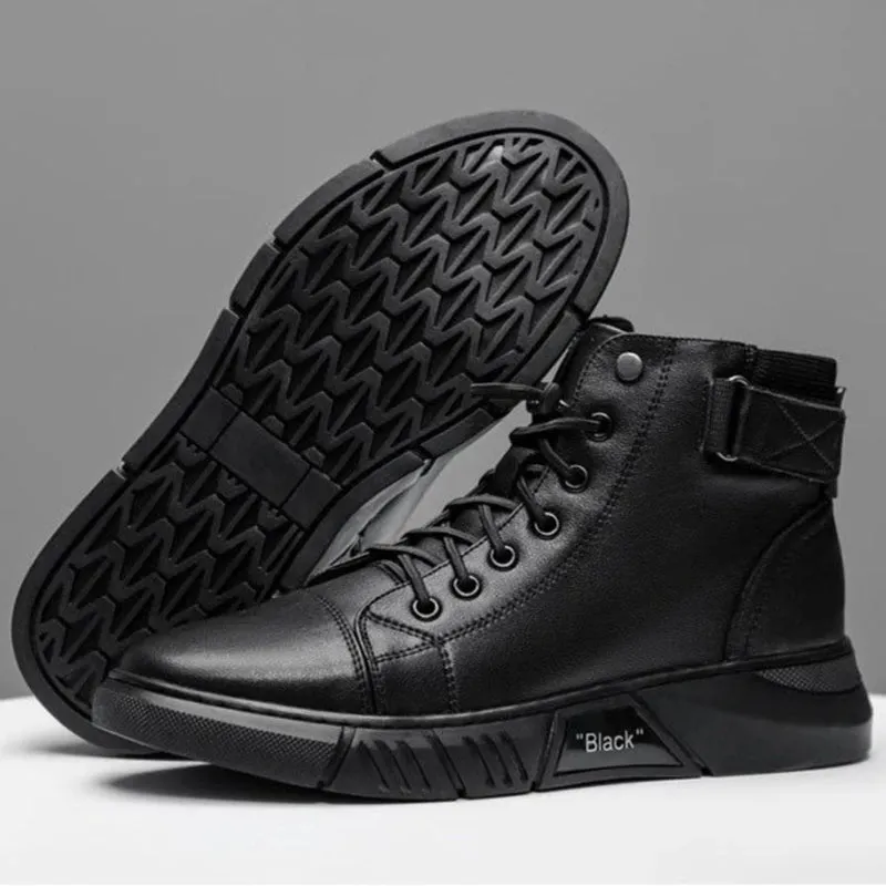 Black Volcan Martini Leather Platform Boots