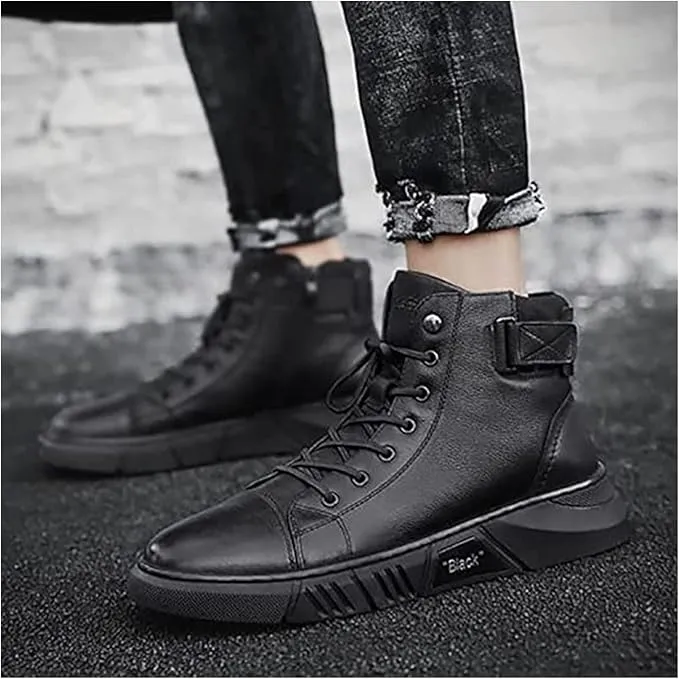 Black Volcan Martini Leather Platform Boots