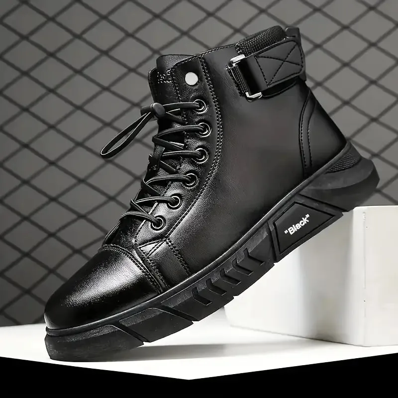 Black Volcan Martini Leather Platform Boots