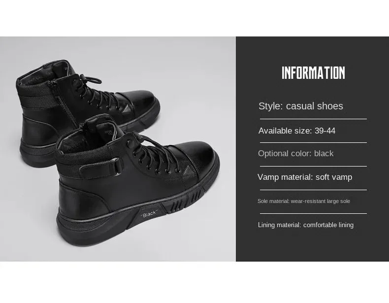 Black Volcan Martini Leather Platform Boots