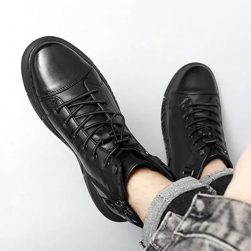 Black Volcan Martini Leather Platform Boots