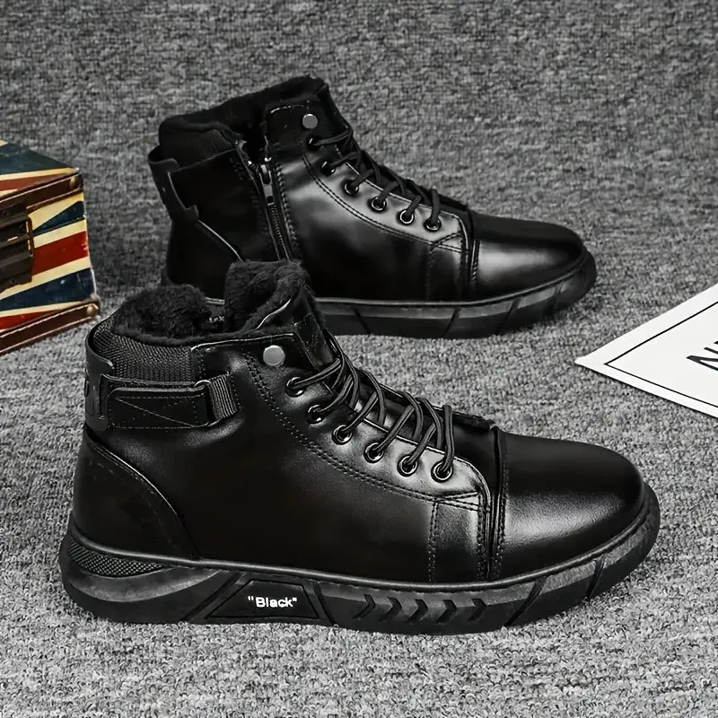 Black Volcan Martini Leather Platform Boots