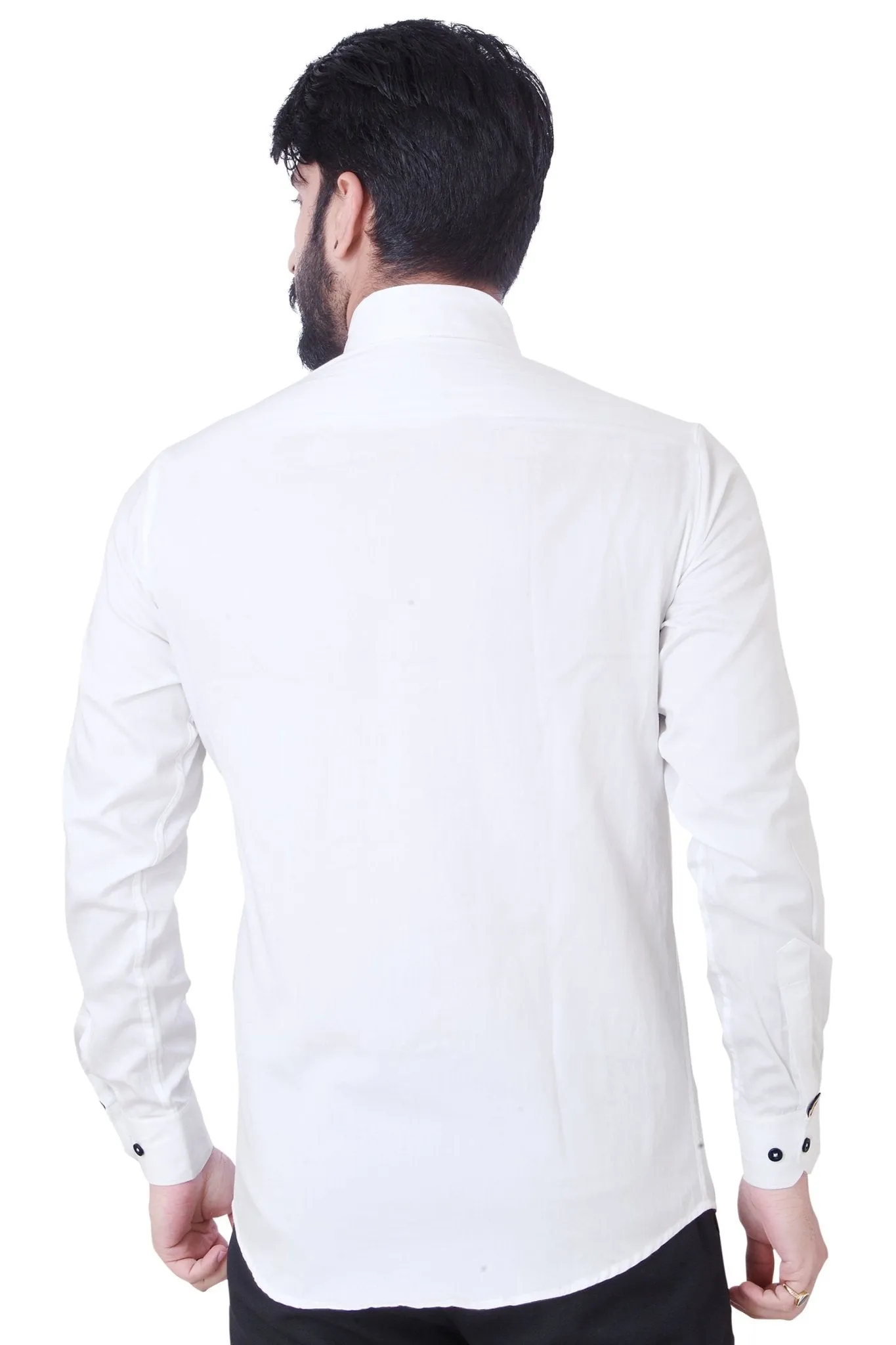 Blue Light Patchwork Mid-Torso Cotton Shirt