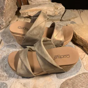 Bronze Metallic Stranded Wedge/Sandal