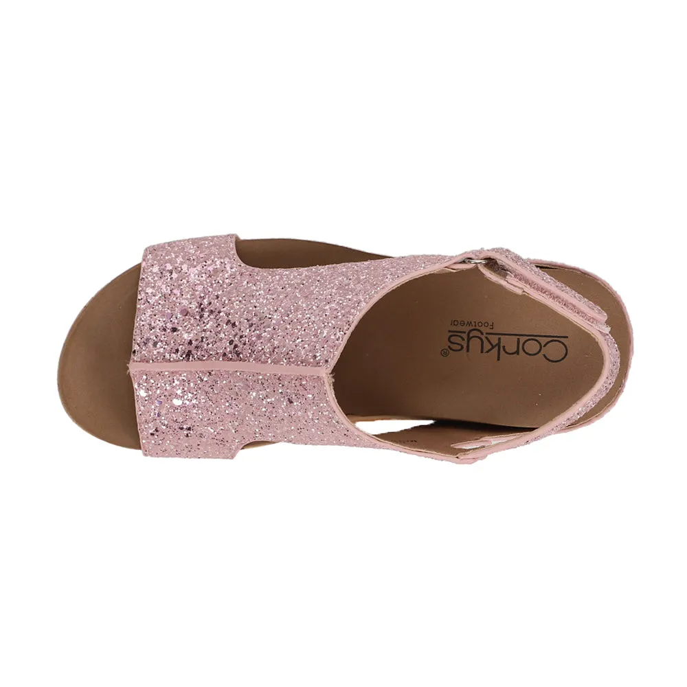 Carley Glitter Studded Slingback Wedge Sandals