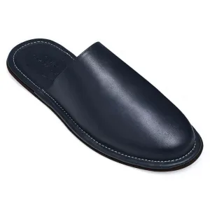 CMR CHAMARIPA Nappa Leather Slipper Indoor Mens Luxury Slipper Mens Premium Mule Travel Slippers Navy Blue