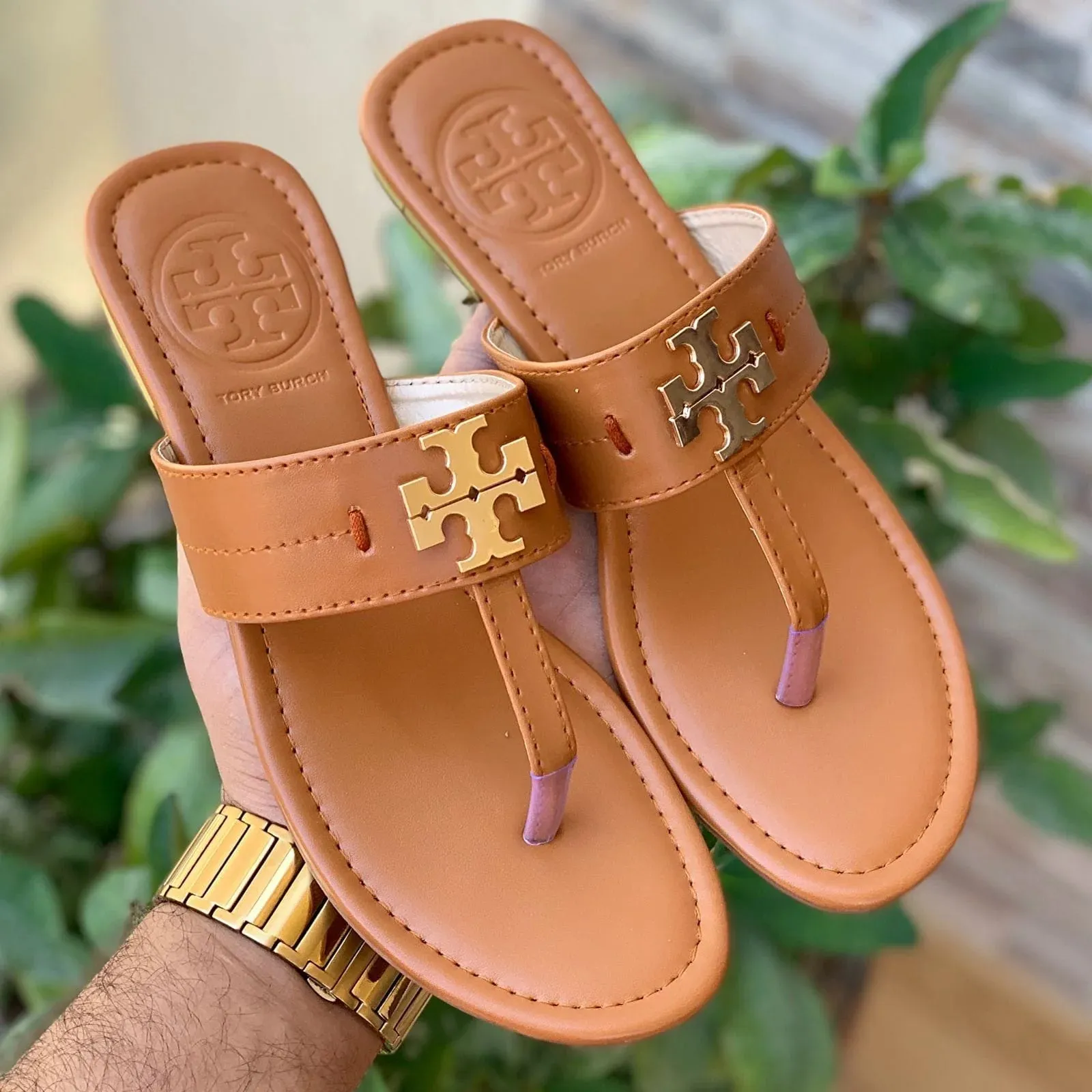 COMBO DEAL - TB CROSS BODY BAG & TB SLIPPERS - BROWN