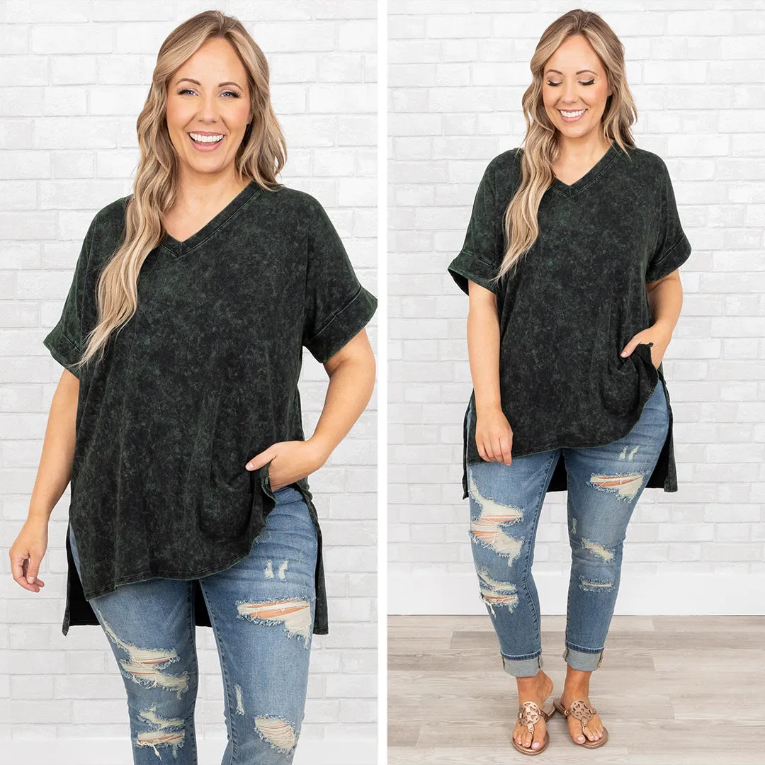 Comfy Travels Top, Neon Army Mineral Wash