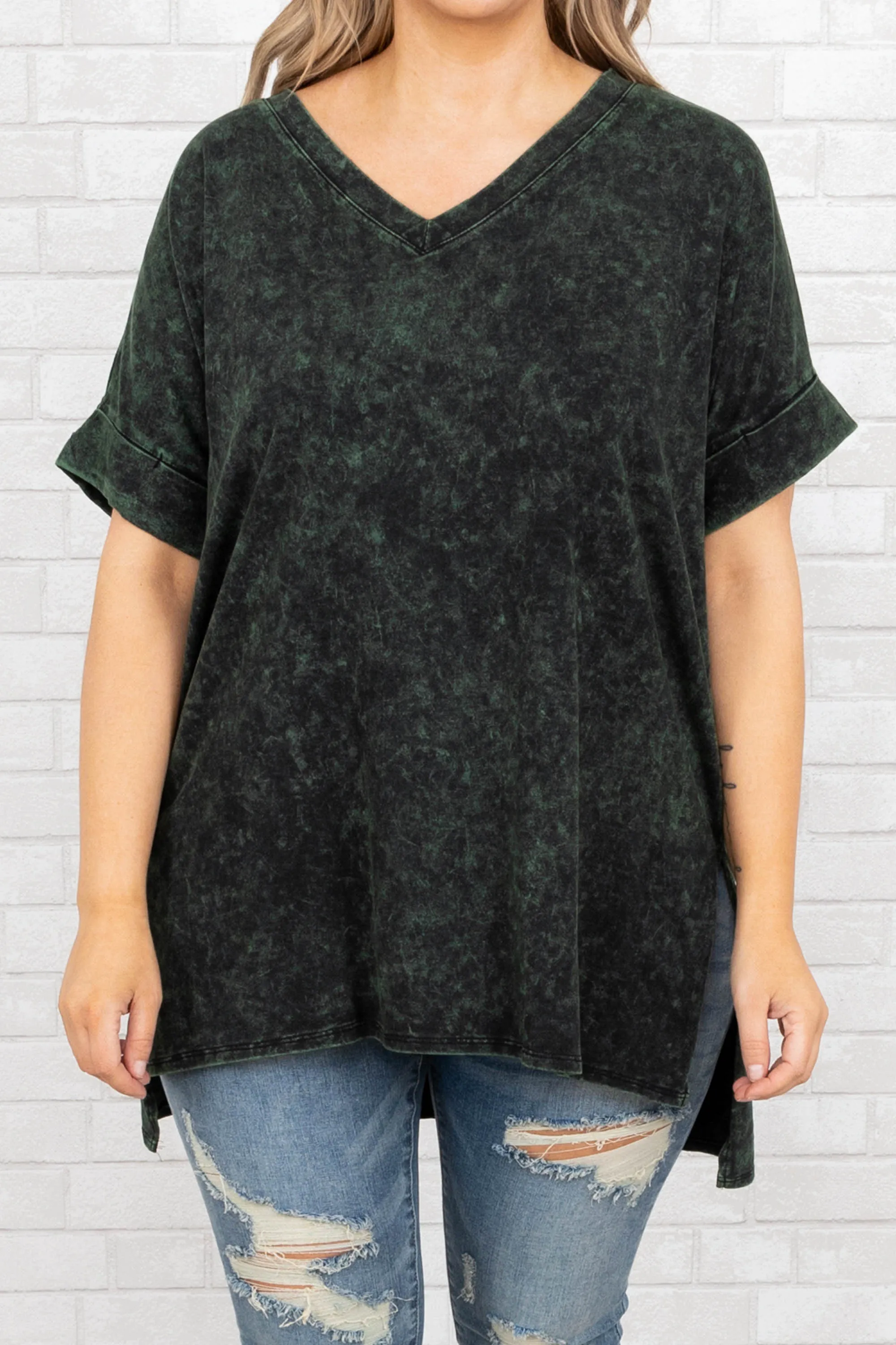 Comfy Travels Top, Neon Army Mineral Wash