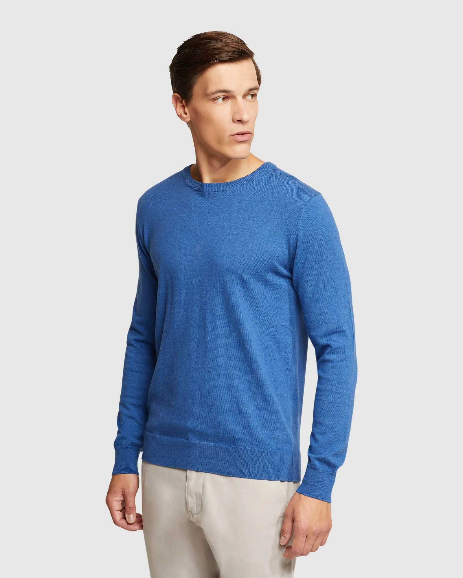 Crew Neck Cotton Cashmere Pullvr