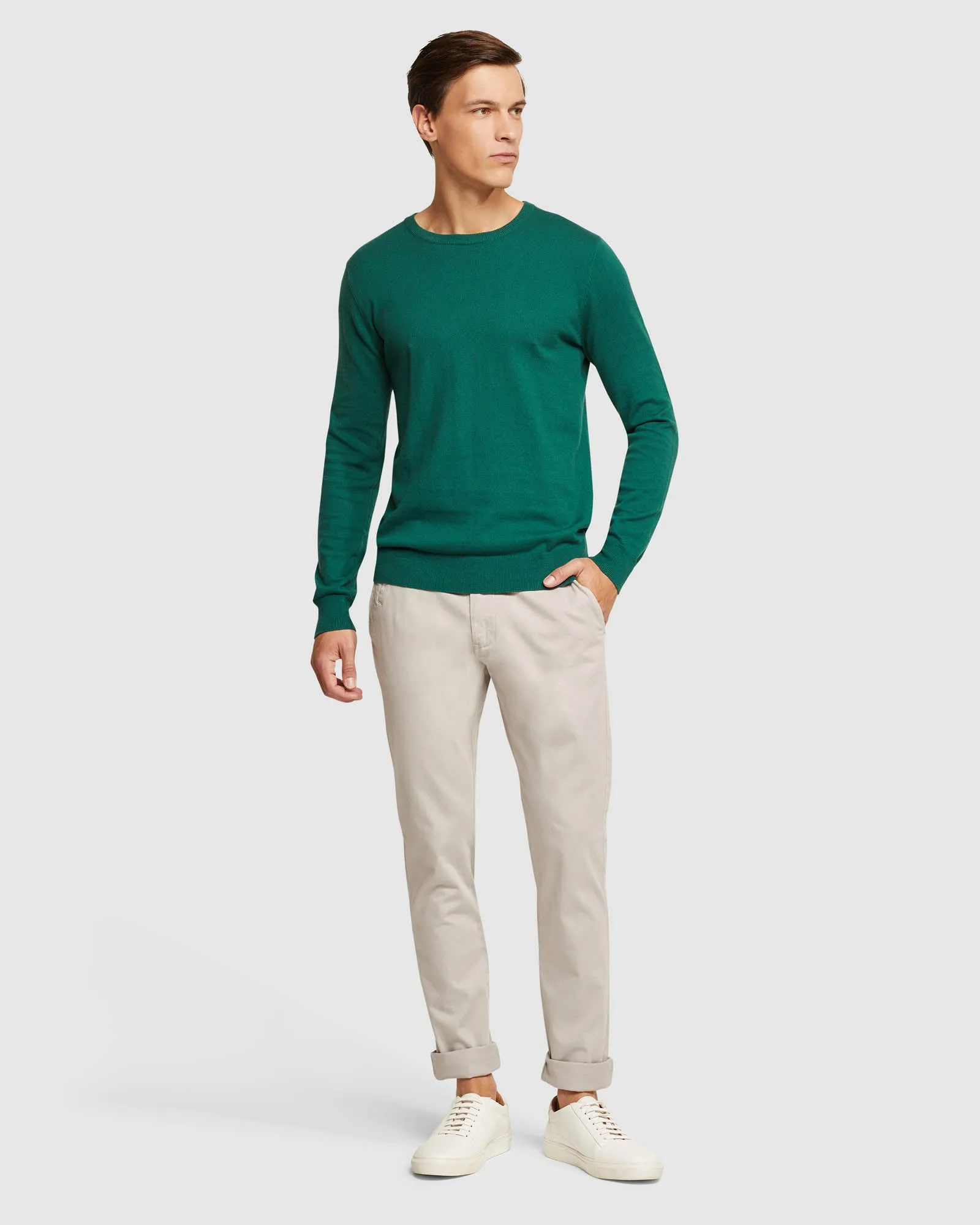 Crew Neck Cotton Cashmere Pullvr