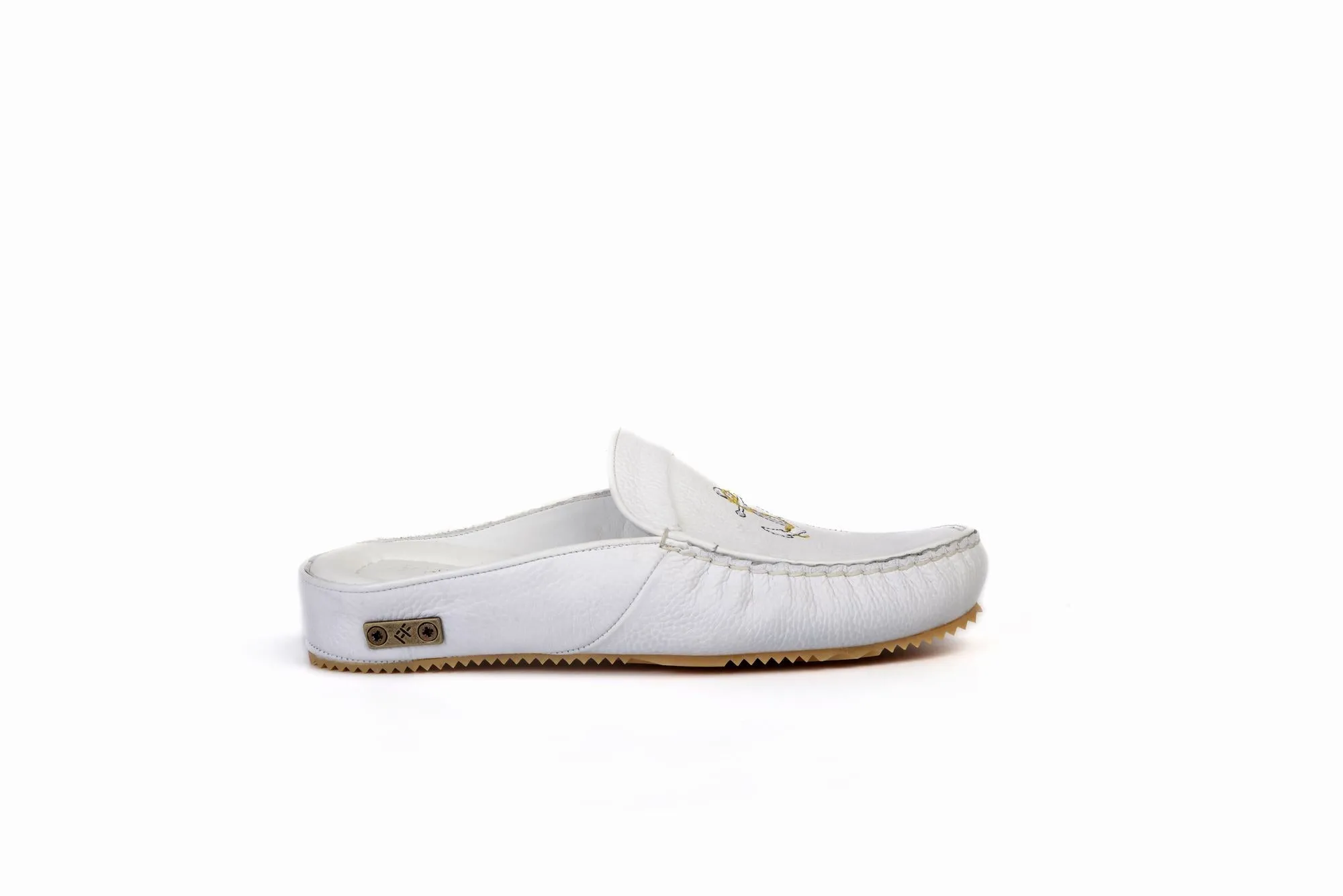 FOOT FEDERATION MARINE MOC-TOE MEN'S LEATHER SLIPPER WHITE