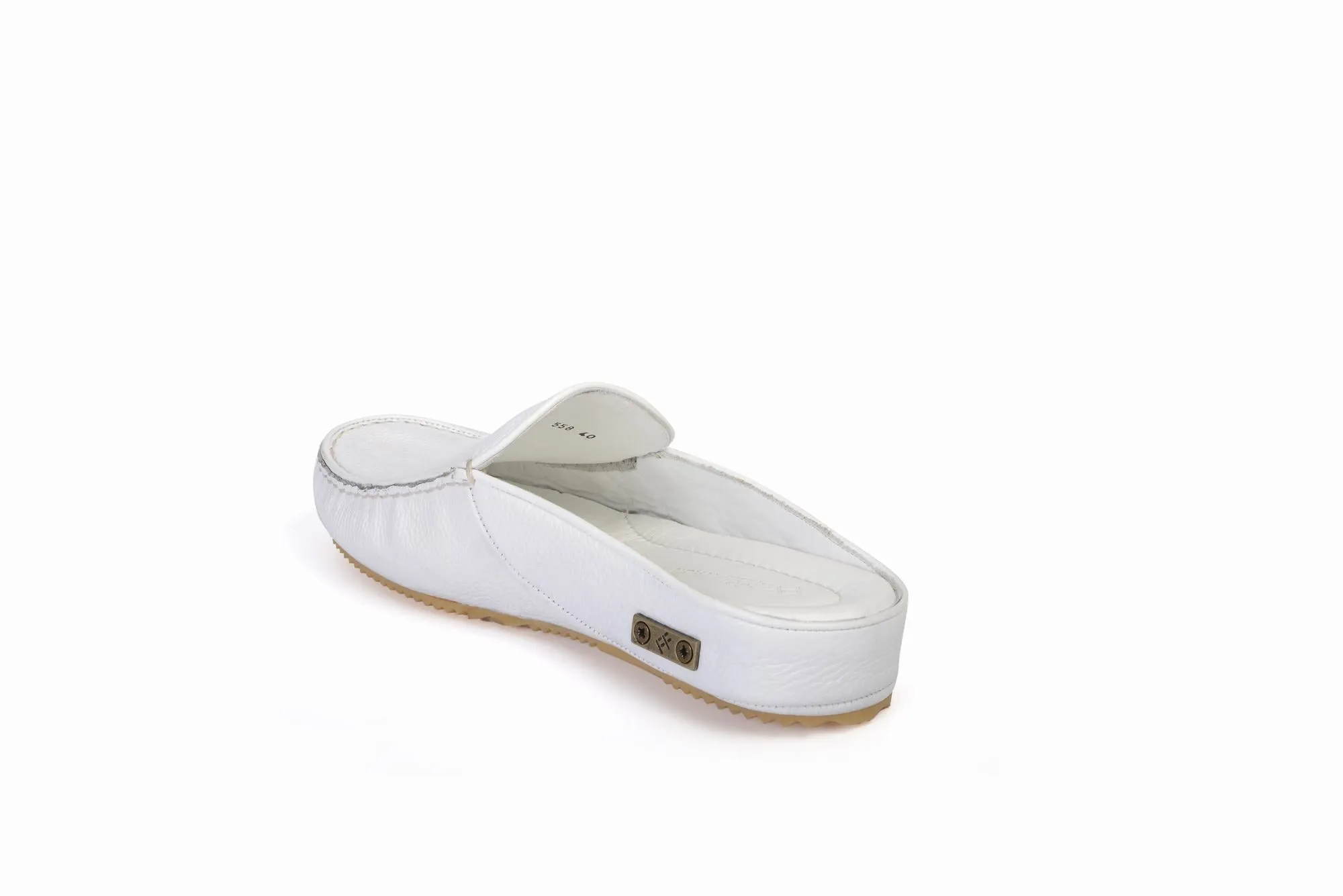 FOOT FEDERATION MARINE MOC-TOE MEN'S LEATHER SLIPPER WHITE