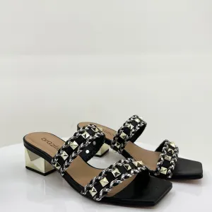 Gold Studded Heel - Black - BZ4