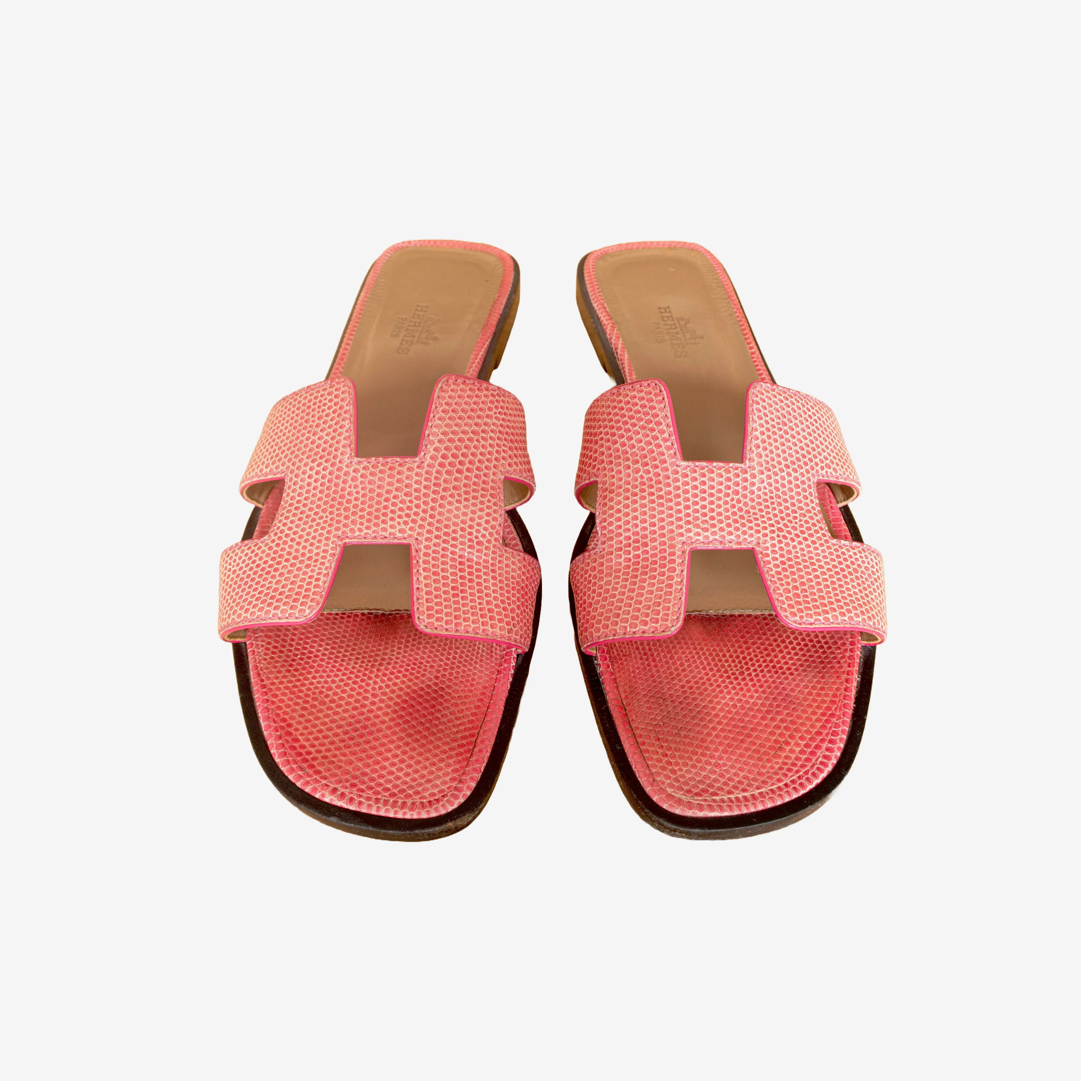 HERMÈS - ORAN SANDALS ON PINK LIZARD LEATHER SIZE 36 EU