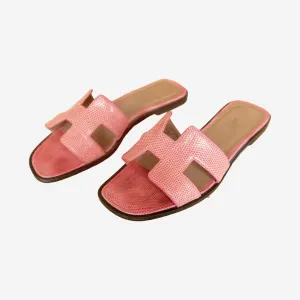 HERMÈS - ORAN SANDALS ON PINK LIZARD LEATHER SIZE 36 EU
