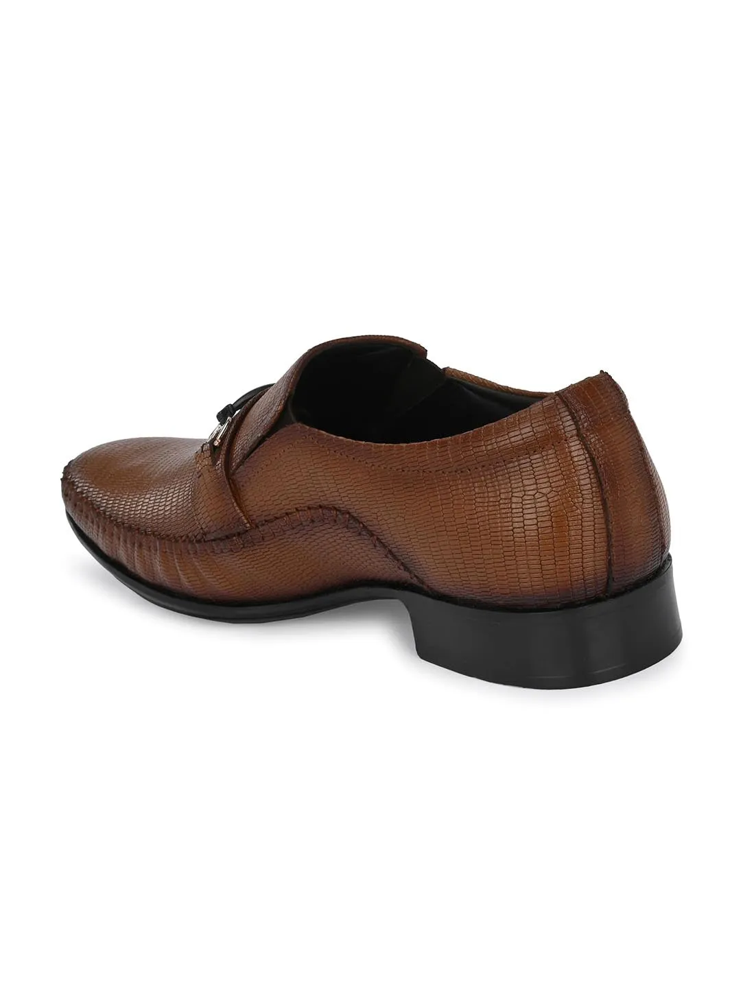 Hitz Men's Tan Leather Slip On Semi-Formal Shoes