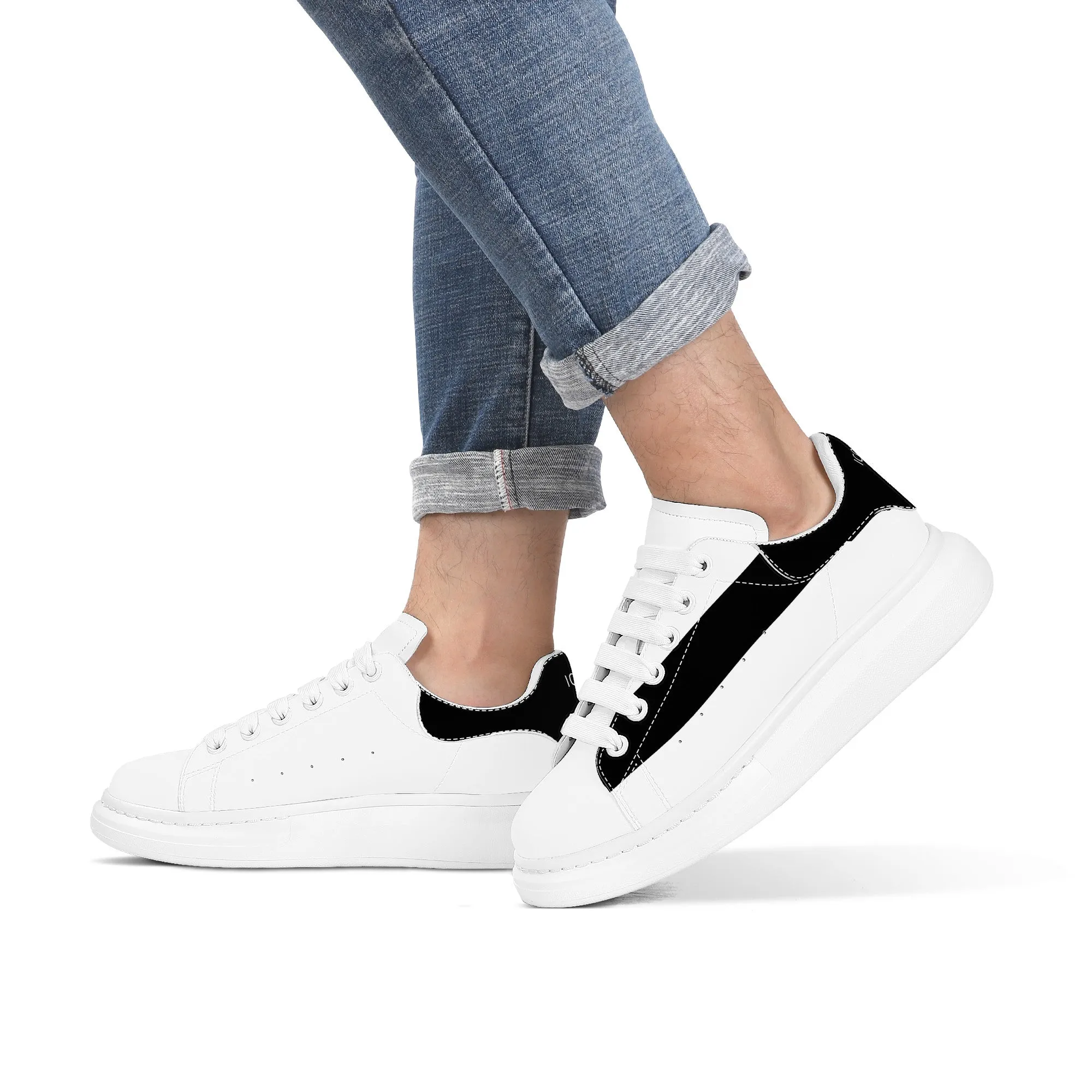 ICONIC Heightening Low Top Shoes - White - BLACK ACCENTS