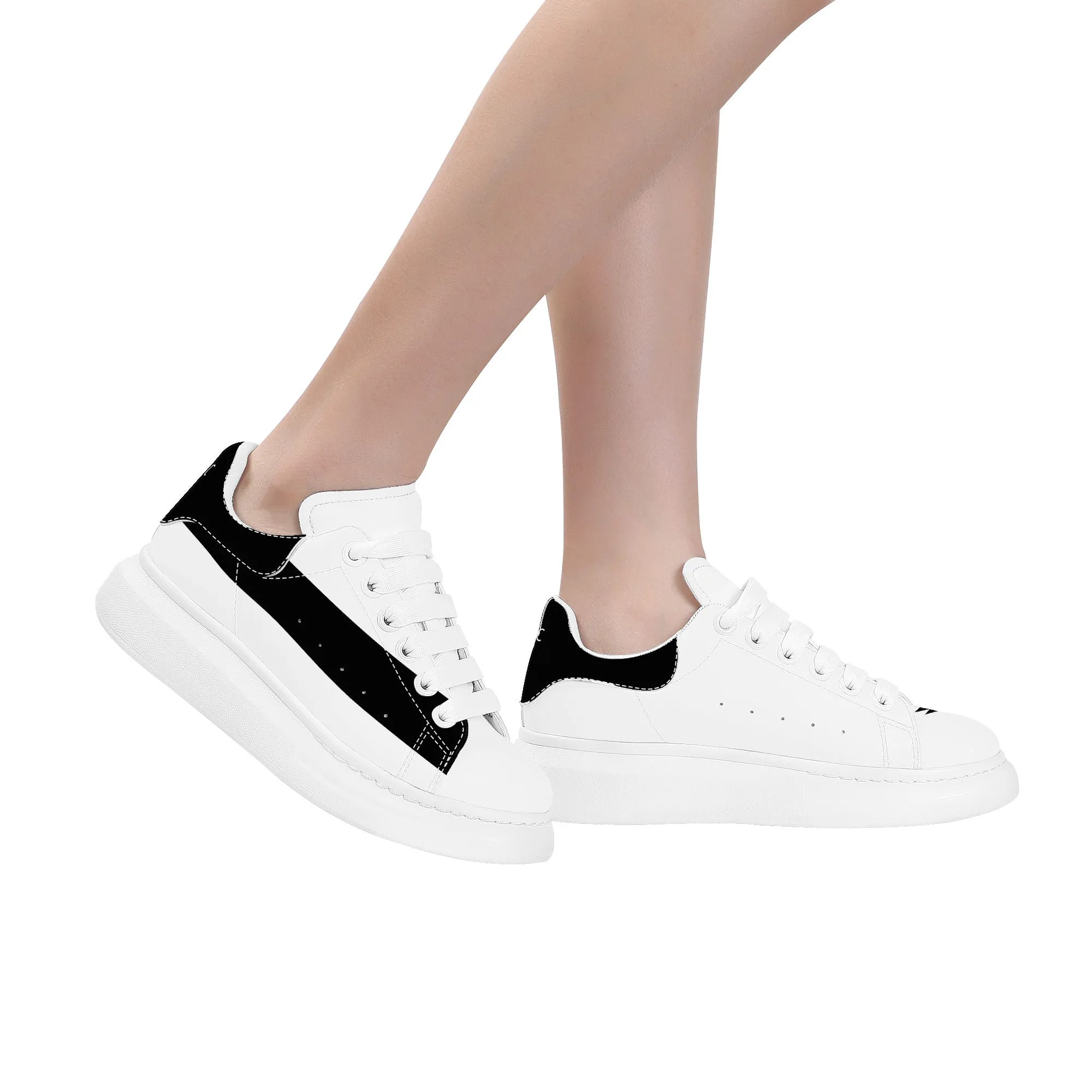 ICONIC Heightening Low Top Shoes - White - BLACK ACCENTS