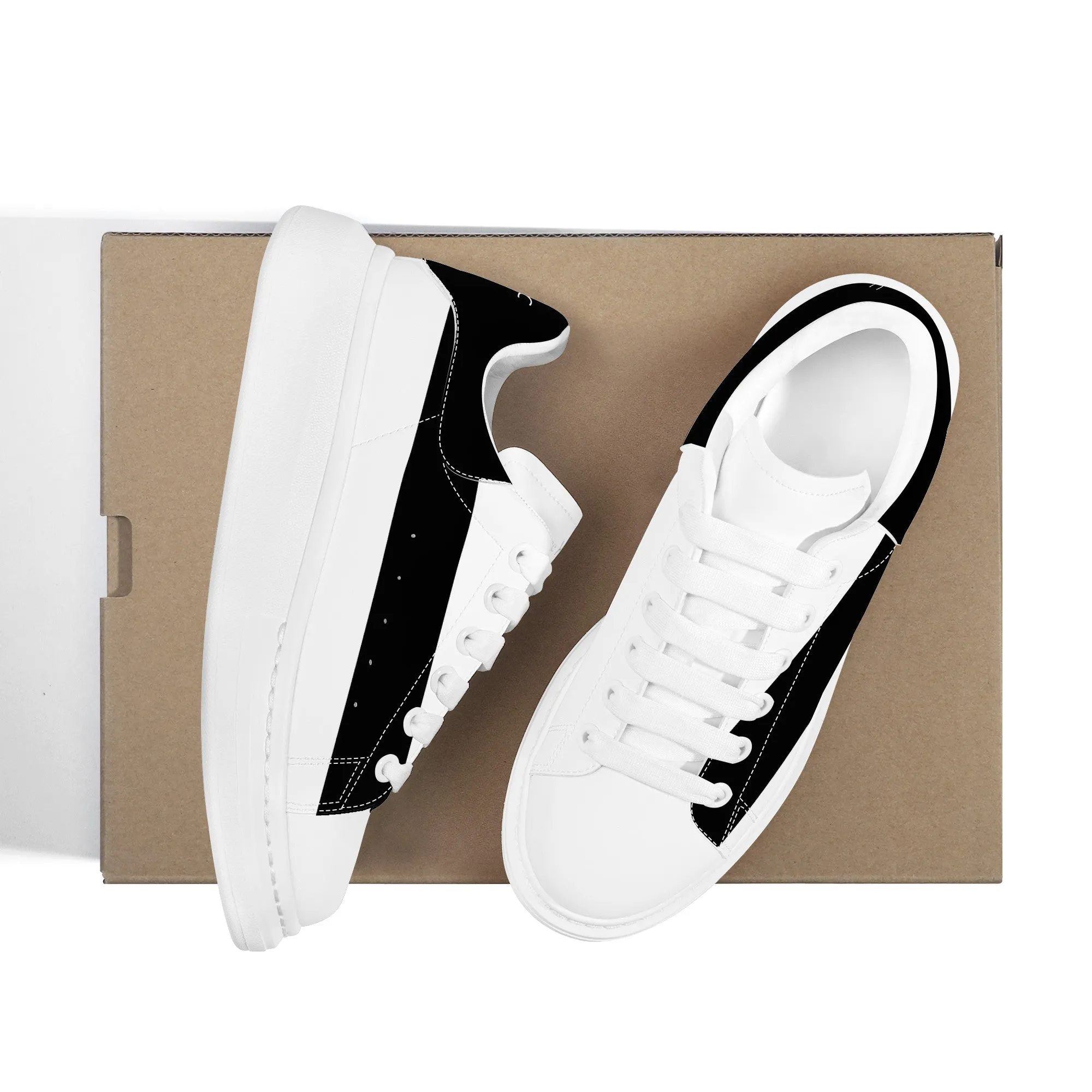 ICONIC Heightening Low Top Shoes - White - BLACK ACCENTS