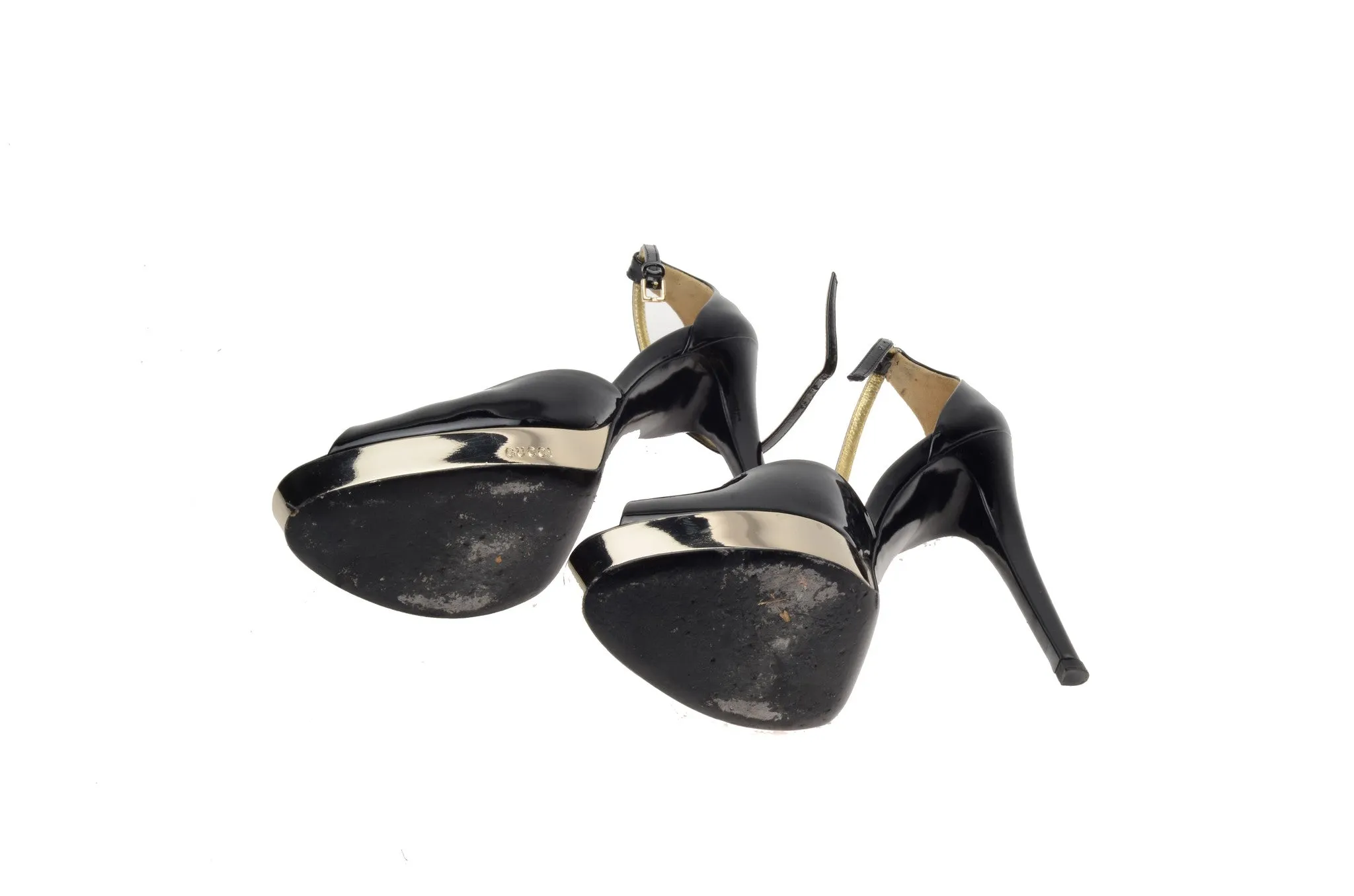 Iconic Vintage Gucci - Black Platform Peep Toe Heels - 8