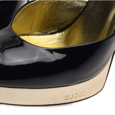 Iconic Vintage Gucci - Black Platform Peep Toe Heels - 8
