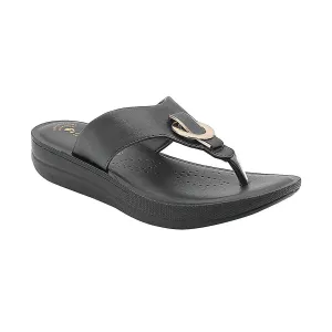 Inblu Women Black Thong Style Sandal with Embelished Upper (CR08_BLACK)