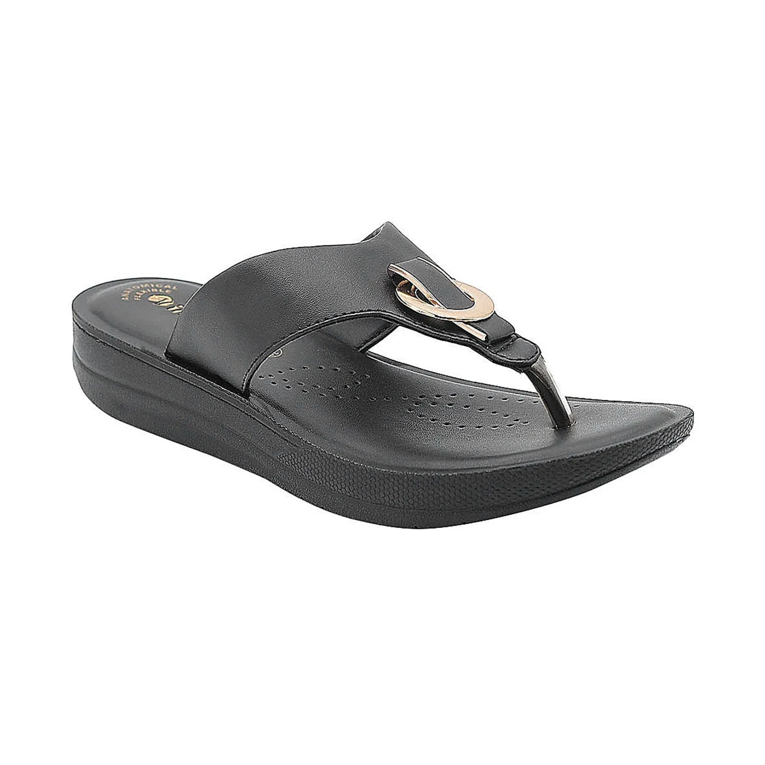 Inblu Women Black Thong Style Sandal with Embelished Upper (CR08_BLACK)