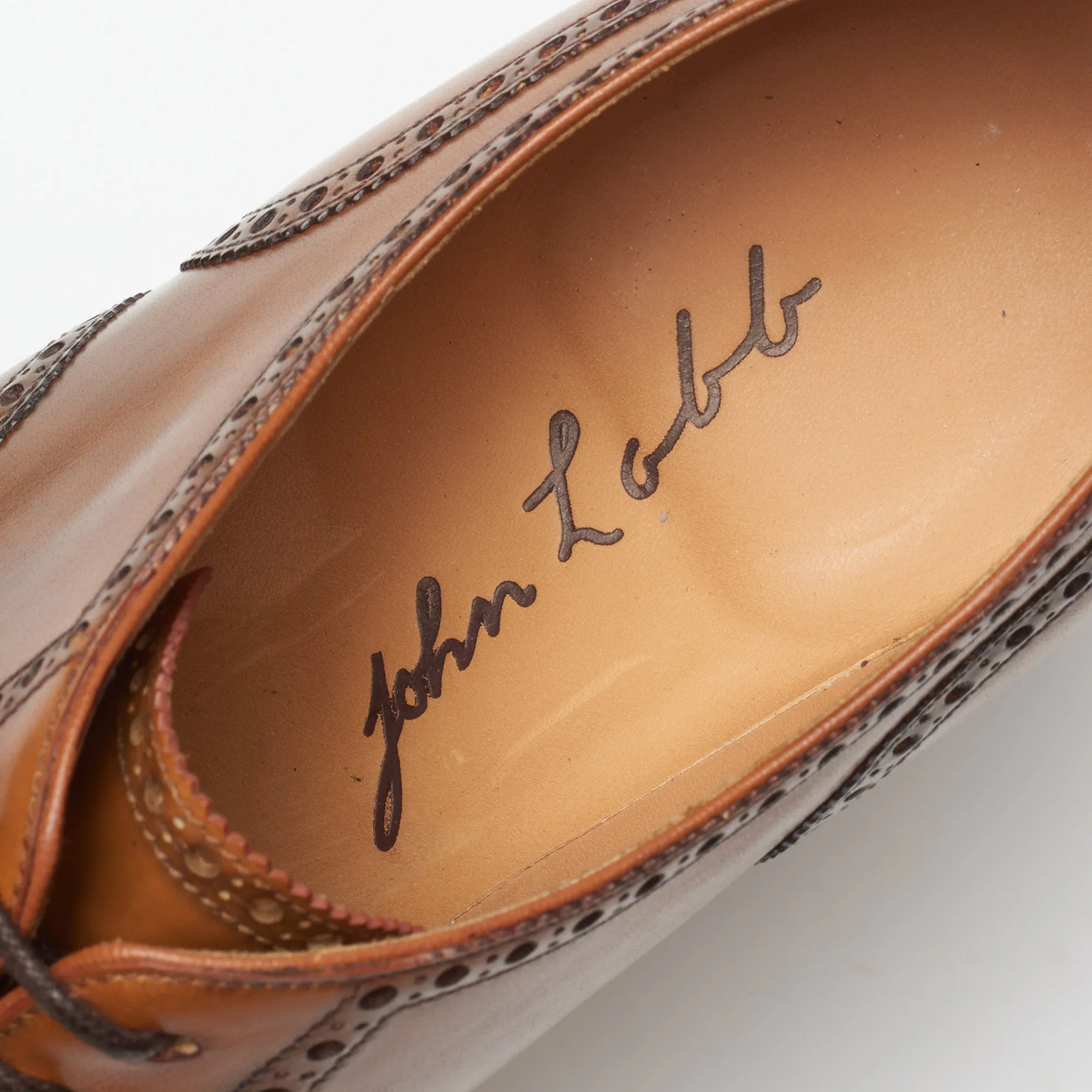 JOHN LOBB Paris Bespoke Cognac Calf Brogue Wingtip Oxford Shoes UK 7.5 US 8.5