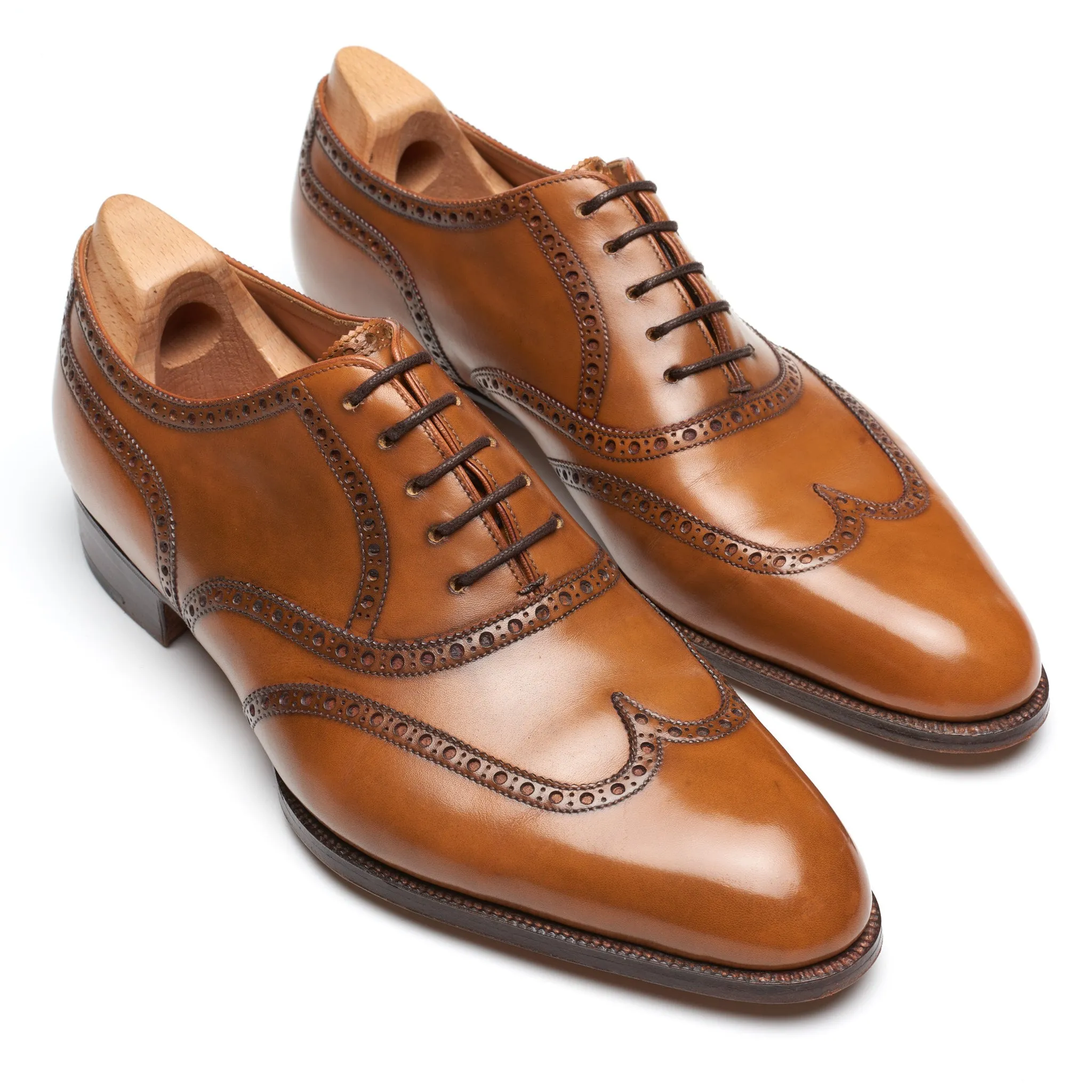 JOHN LOBB Paris Bespoke Cognac Calf Brogue Wingtip Oxford Shoes UK 7.5 US 8.5