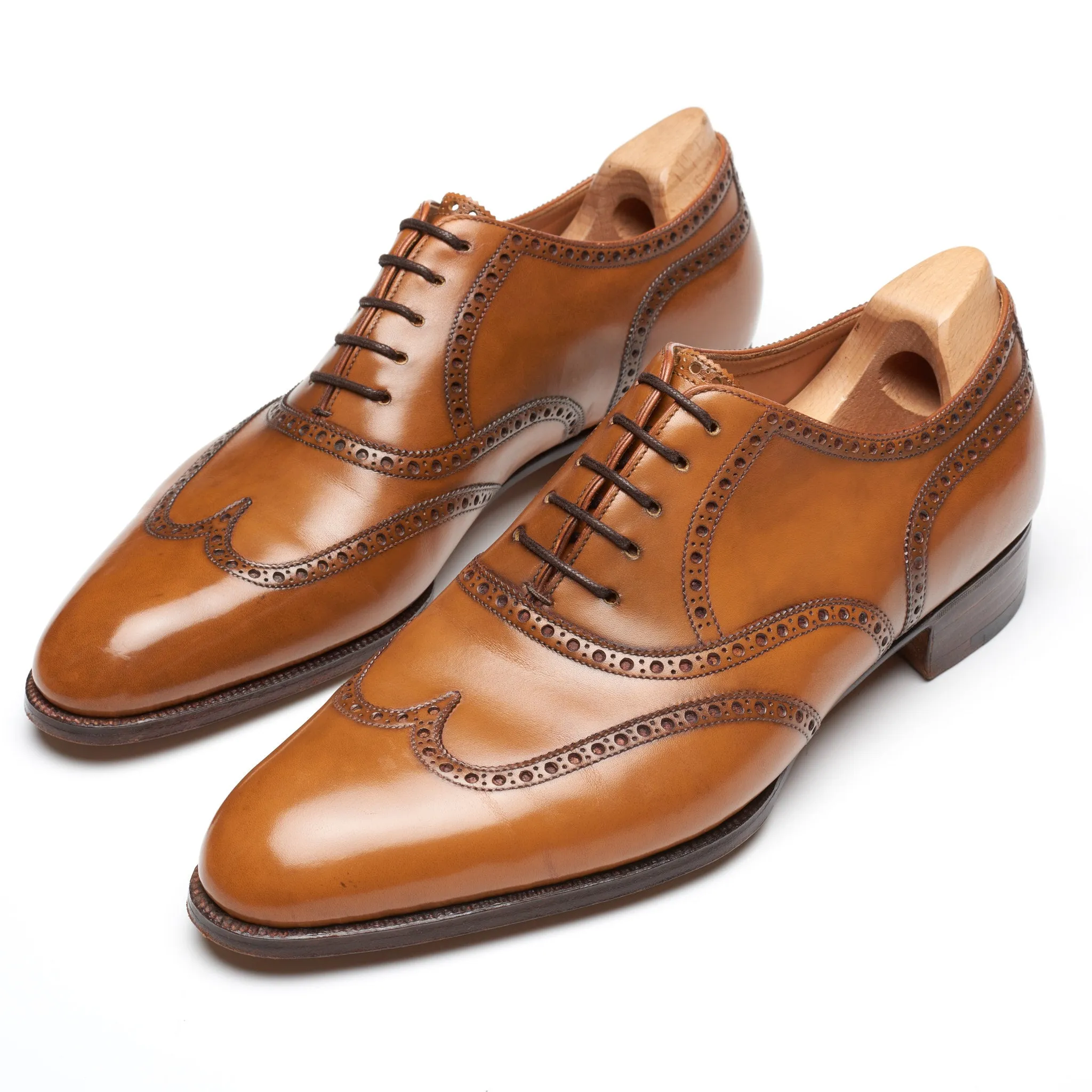 JOHN LOBB Paris Bespoke Cognac Calf Brogue Wingtip Oxford Shoes UK 7.5 US 8.5