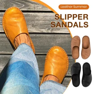 Leather Summer Slipper Sandals