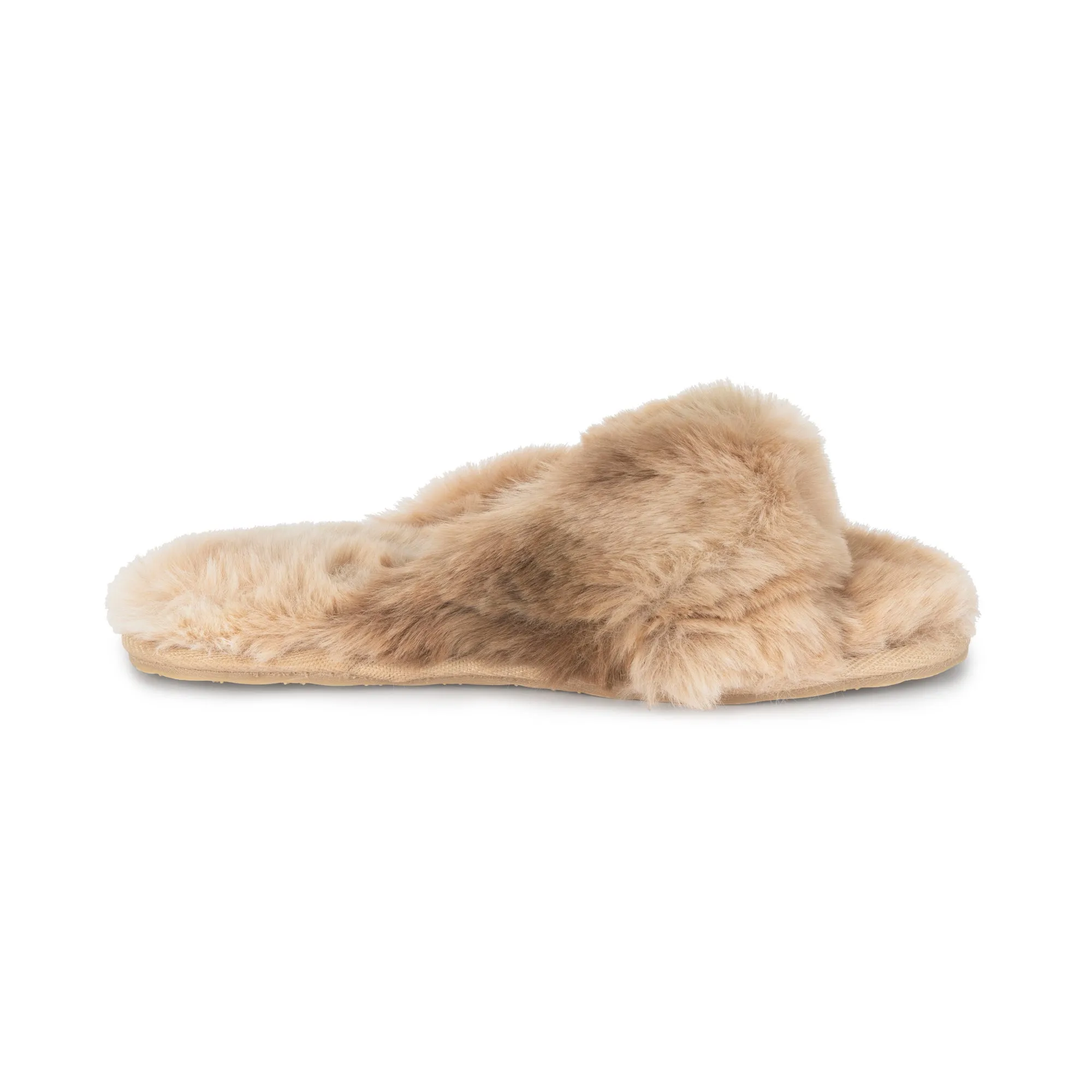 Lemon Loungewear Watercolor Faux Fur Slide Butter L/XL