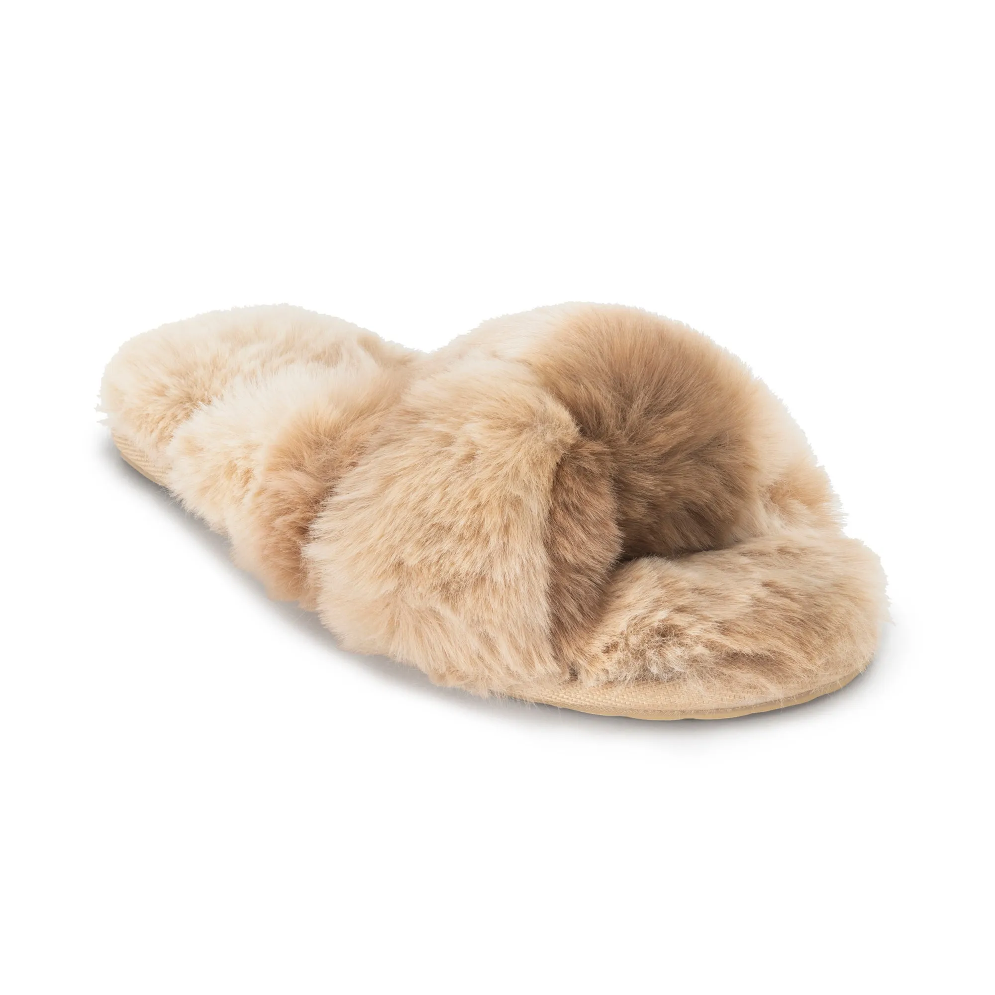 Lemon Loungewear Watercolor Faux Fur Slide Butter L/XL
